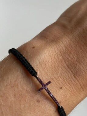 TAI Cross Bracelet in Black with Adjustable Strap